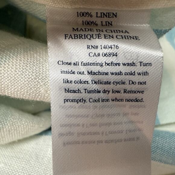 Faherty Gemini 100% Linen Shift Dress Size XS Stripes Pleats Pockets Stripped - Picture 10 of 11